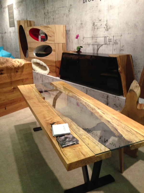 This table from Sentient Furniture is custom made from walnut. I love the texture leaving the interior edges rough creates. Spa cabin here we come!