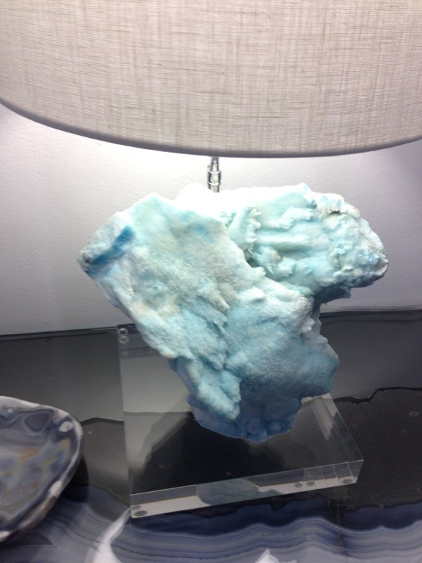 An incredible piece of natural stone anchors this fab jewelry like lamp from designer, Brenda Houston's Illuminare line - it seriously glitters! Check out her entire line by clicking the image. Wait til you see her granite tables!